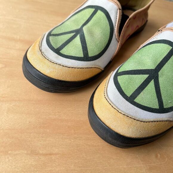 Keds Custom Peace Sign Slip-On Shoes Size 8.5 Colorful Canvas Retro Y2K Style - Picture 2 of 14